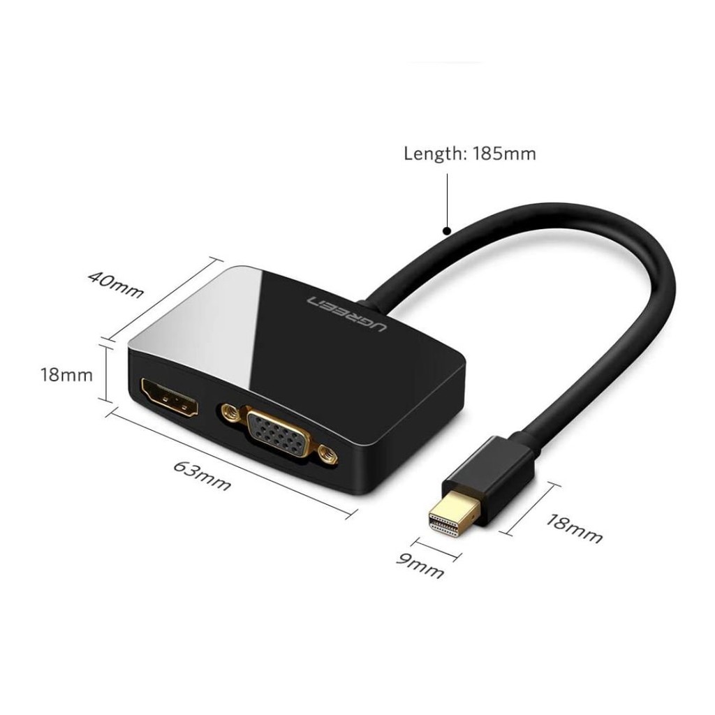 Cáp chuyển mini DisplayPort sang HDMI và VGA dài 15CM UGREEN MD108