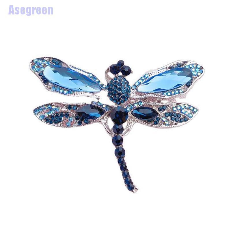 Ghim cài áo hình chuồn chuồn đính đá giả phong cách vintage thời trang