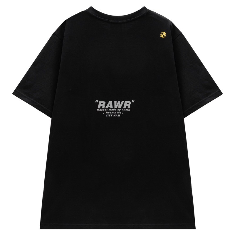 Áo thun nam nữ cotton thoáng mát khủng long RAWR thêu logo Shadow Tee - XXME - Hồng/ Đen