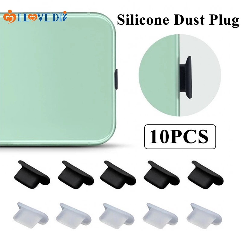 Set 10 Nắp Silicon Chống Bụi Cổng Sạc USB Cho Điện Thoại Type C IOS Micro USB