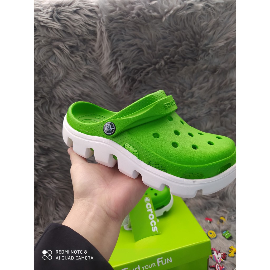 dép cross Nam xanh lá cây đế lượn sóng, sục cross nữ bít đầu DU01