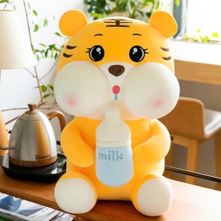 Gấu Bông Hổ Ôm Bình Sữa Khổng Lồng, Vải Nhung Siêu Mịn, Gòn Cao Cấp