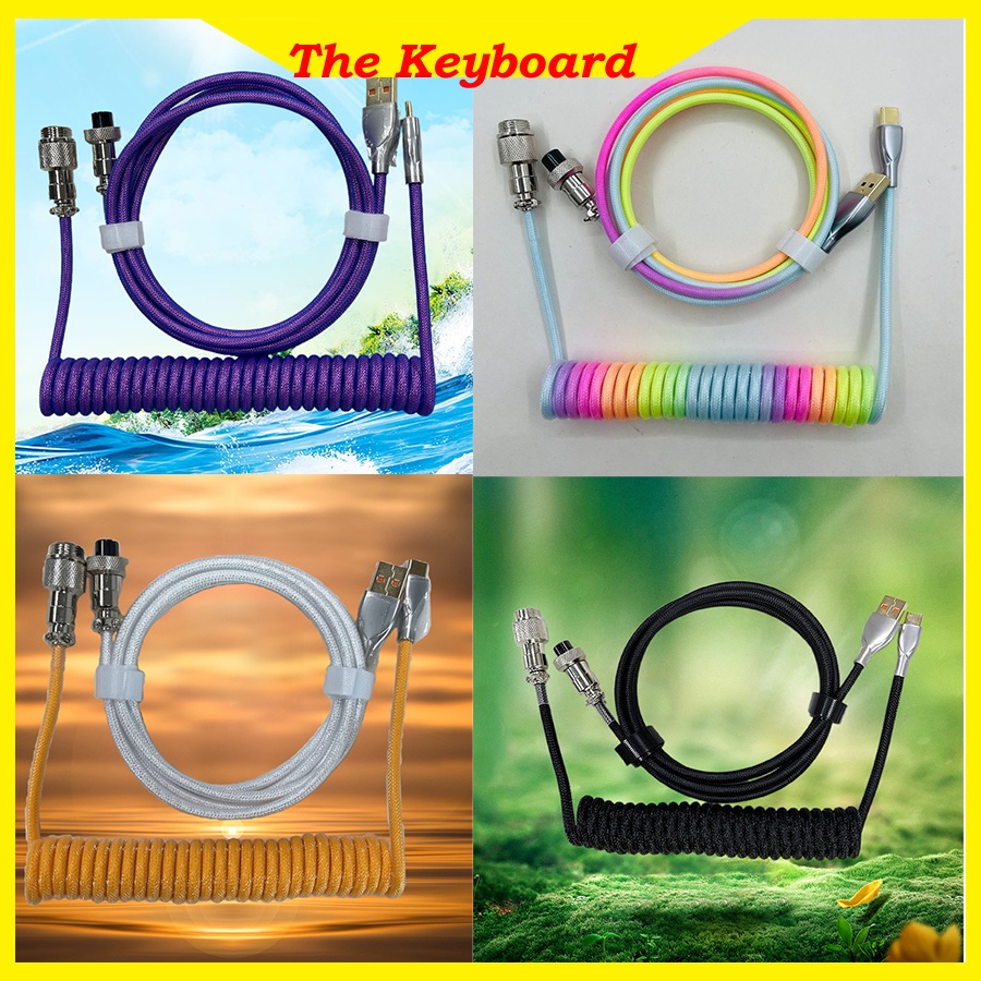 Dây cap xoắn giá rẻ Cable custom bàn phím cơ. Dây cáp bọc dù cho bàn phím cơ Type C. Dây cáp xoắn bọc dù cao cấp giá rẻ.