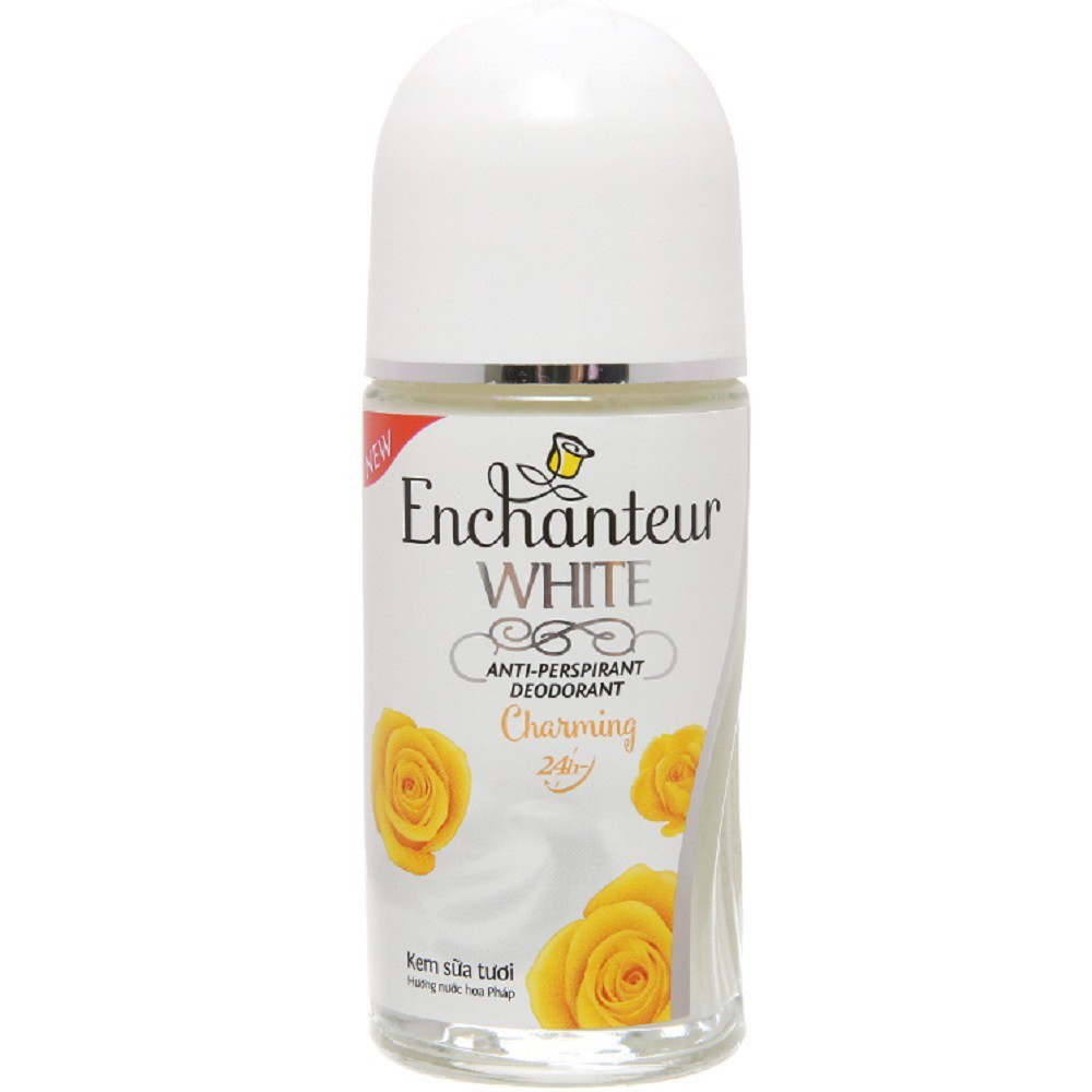 ✅ Chai Lớn 50ml Lăn khử mùi trắng da Enchanteur ( màu vàng sữa )