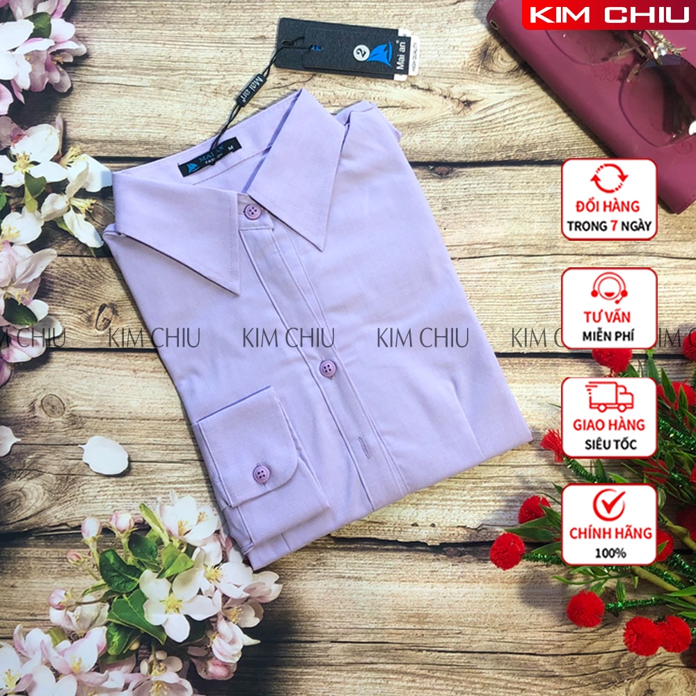 Áo Sơ Mi Nữ Công Sở KIM CHIU Form Mai An Cao Cấp Màu Tím Tay Dài Vải Sợi Tre Siêu Thoáng Đẹp Ít Nhăn Co Giãn Tốt SMTD02