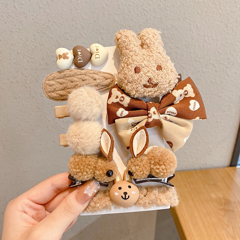 Kẹp Tóc Lông Nhung Dễ Thương Xinh Xắn Thời Trang Nhật Hàn Cho Bé Gái