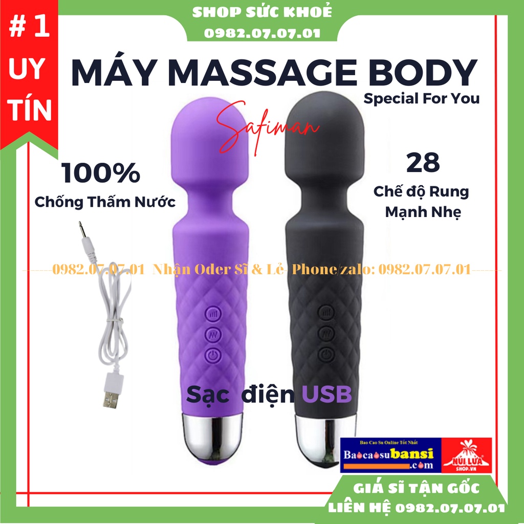 Máy Massage Cầm Tay Safiman 28 Chế Độ Đấm Lưng Trị Liệu Cổ Vai Gáy Mát Xa Cơ Thể, Sạc Điện USB Tiện Lợi, Máy Mát Xa Tốt