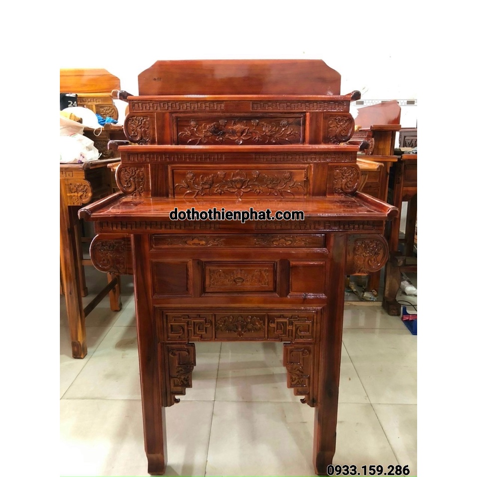 Bàn thờ gia tiên 154x177 gỗ tràm hàng xin  3 tầng   mẫu mới rarat đẹp