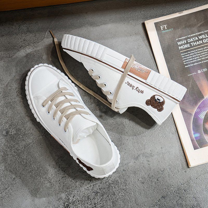 Giày Thể Thao Canvas Đế Bằng Phong Cách Năng Động Cho Nữ Sinh