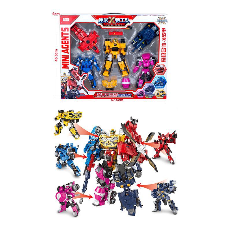 5in 1 Miniforce X Lucybot Lucy Bot Ranger Transformer Machine Car Robot Toys Mô hình đồ chơi robot biến hình