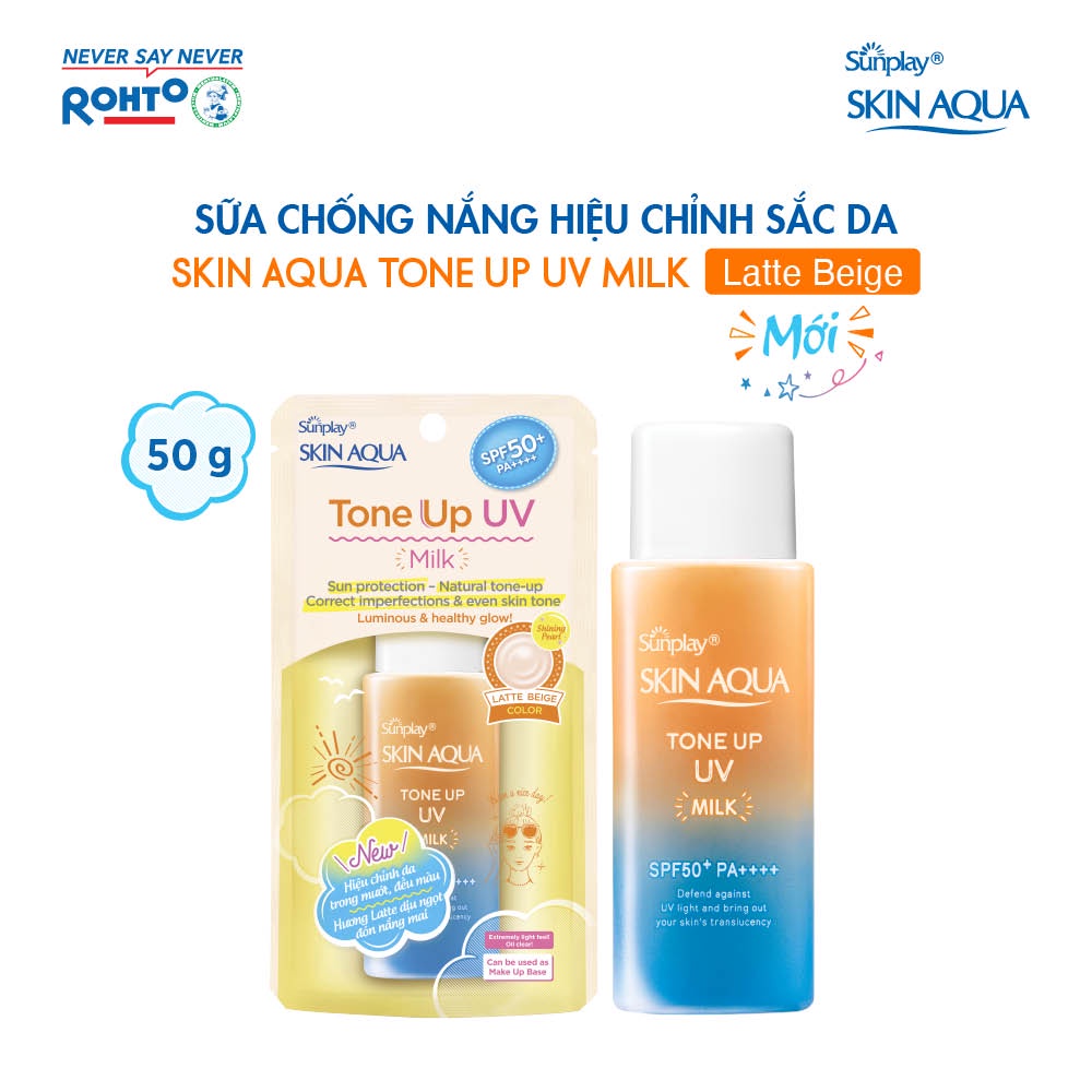 Sữa chống nắng hiệu chỉnh sắc da Sunplay Skin Aqua Tone Up UV Milk SPF50+ PA++++ 50g - LATTE BEIGE