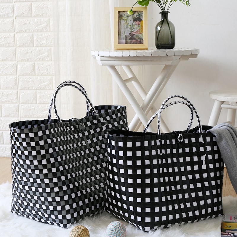Giỏ đựng đồ đan phối màu đa năng BAMBOOO ECO tự tin đi chợ không dùng túi nylon