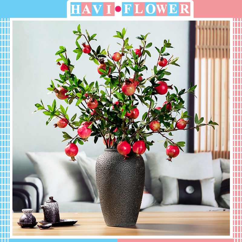 Combo 5 Cành Lựu giả dài 80cm trang trí nhà cửa sang trọng, cao cấp