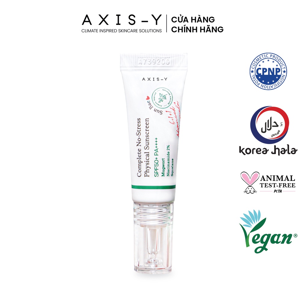 AXIS-Y Kem chống nắng Complete No-Stress Physical Sunscreen 10ml date t5/2024