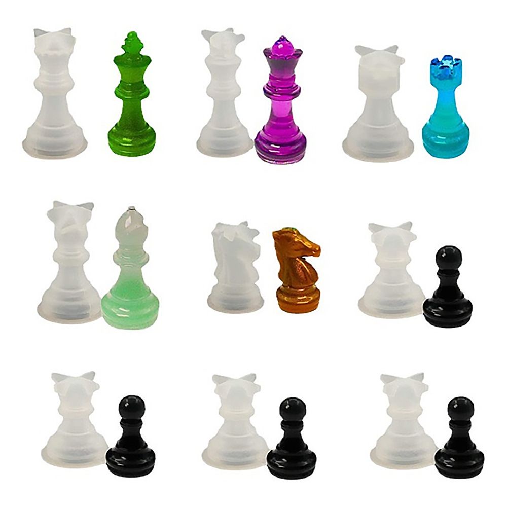 TEAK 1PC Gift International Chess Table Decoration UV Epoxy Resin Silicone Molds Jewelry Decoration for DIY Crafts Making Tools Home Handmade Checkerboard Mould
