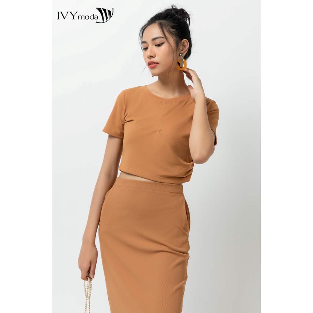 Chân váy thun gân nữ dáng ôm IVY moda MS 30M6751