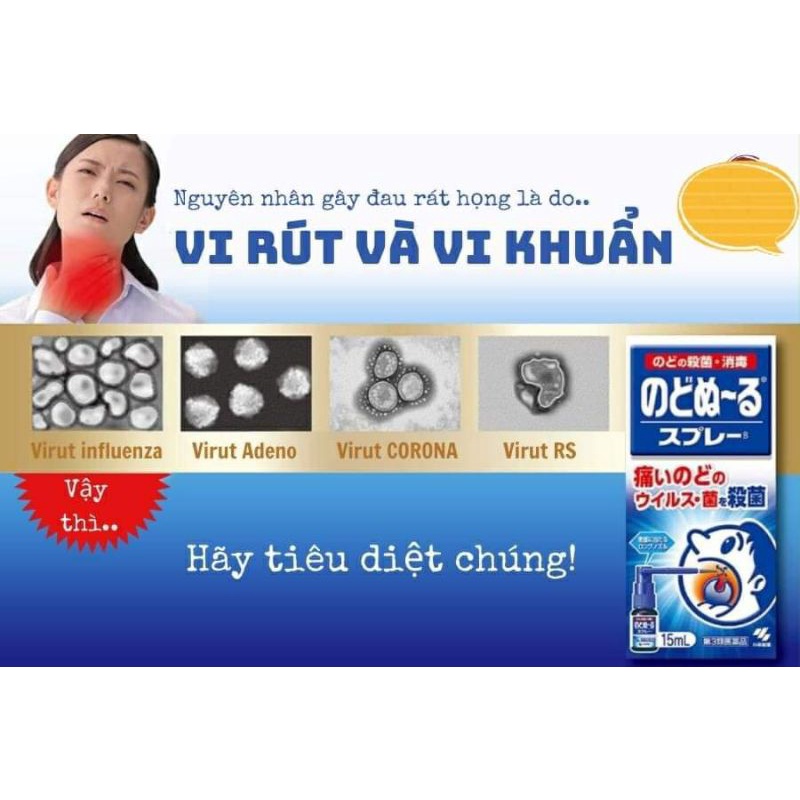 Xịt họng Kobayashi Nhật Bản chai 15ml, giảm ho đau rát họng tức thì, Moon Store 9999