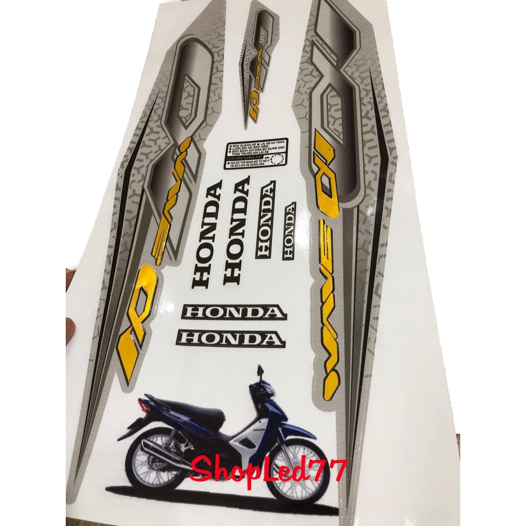 Tem Zin Wave 50cc-100cc-110cc GHÉP CROM  Màu Đen Bạc, 3 Lớp Siêu Đẹp