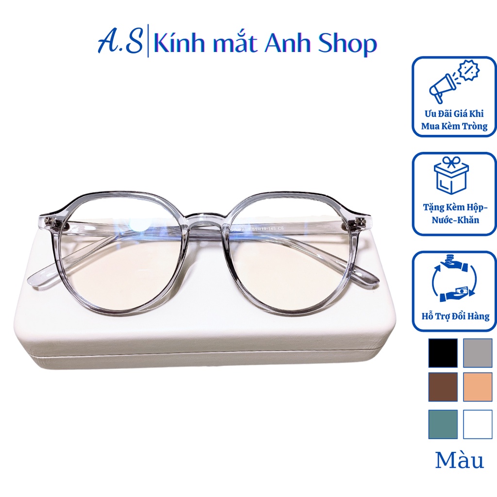 Gọng kính tròn lục giác nam nữ chất liệu nhựa dẻo 2361