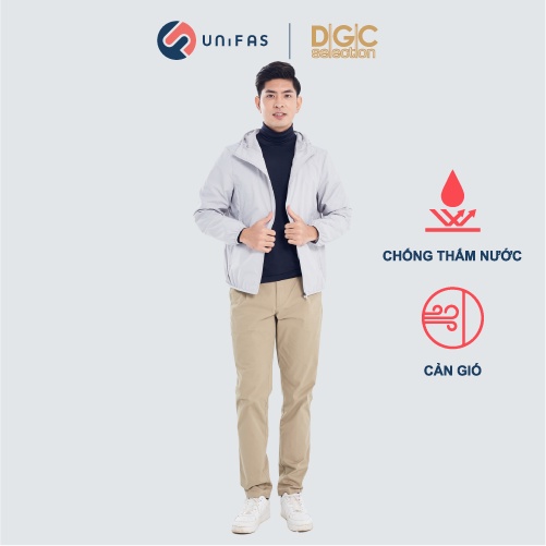 Áo khoác gió nam 2 lớp siêu nhẹ mũ liền bo chun, chống thấm nước, chống bám bụi DGCs - WAJKBA15M