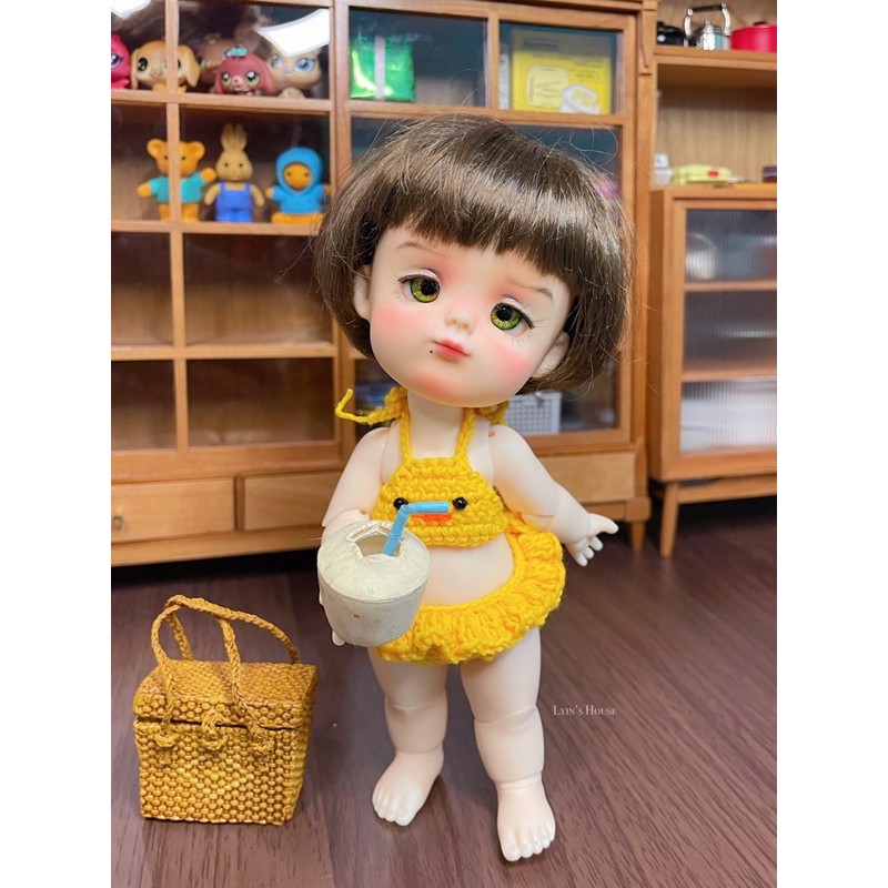 Bikini 2 mãnh Vịt vàng - Size búp bê 1/8, Baboliy, Bru, Ob11, 1/12..