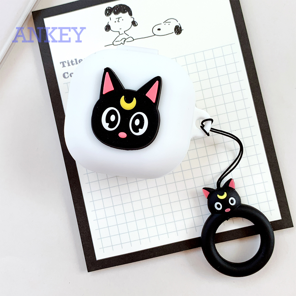 Samsung Galaxy Buds Live / Buds Pro / Buds 2 Case 2020 Vỏ Bảo Vệ Hộp Đựng Tai Nghe Hình Mèo Thủy Thủ Mặt Trăng Đáng Yêu Có Móc Treo Chống Sốc Chống Nước