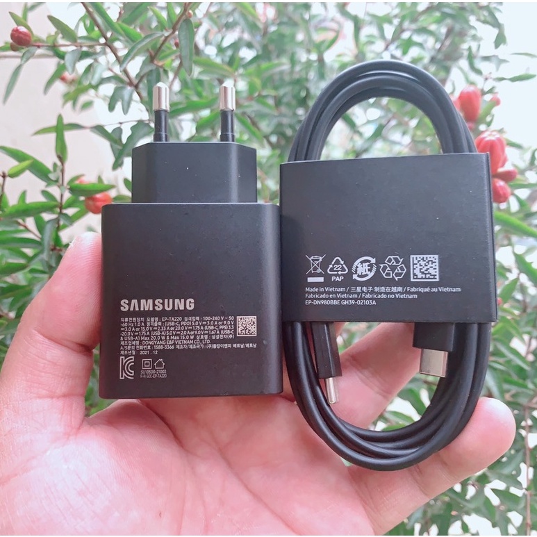 🌟XỊN🌟Bộ củ cáp dây sạc TYPE C siêu nhanh SAMSUNG 2 cổng kết nối 15W 25W 35W tương thích điện thoại máy tính bảng TAB S22