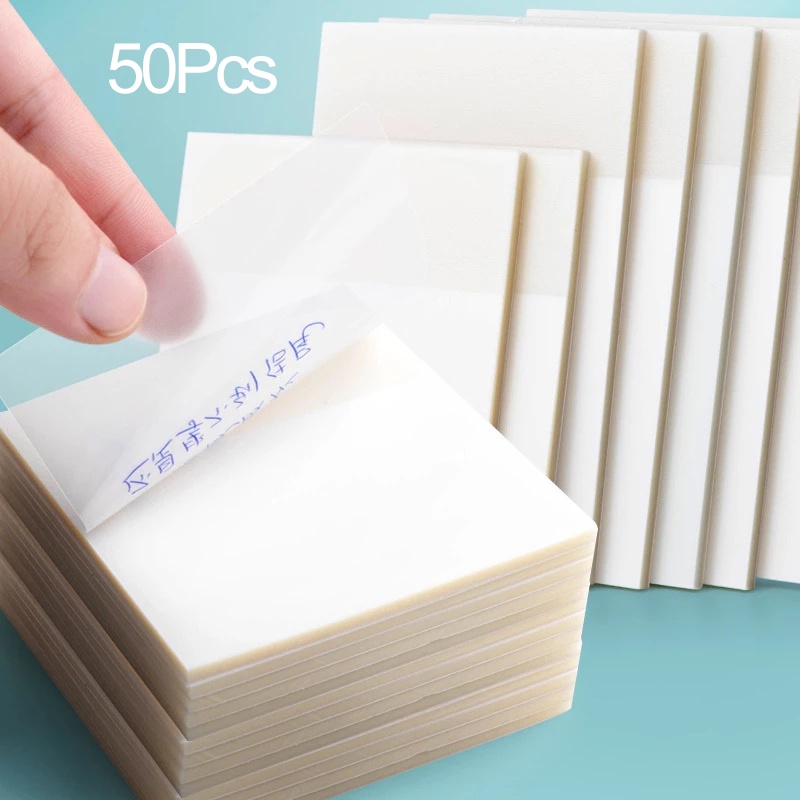 Set 50 Tờ Giấy Ghi Chú Trong Suốt Chống Thấm Nước Dán Ghi Chú Đa Ứng Dụng Cho Học Sinh/Văn Phòng
