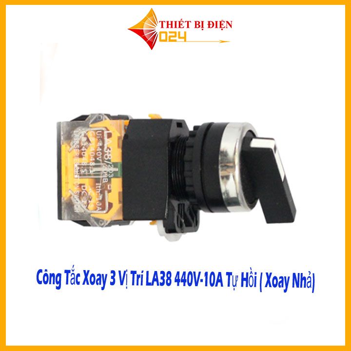Công Tắc Xoay 3 Vị Trí LA38 440V-10A Tự Hồi ( Xoay Nhả)