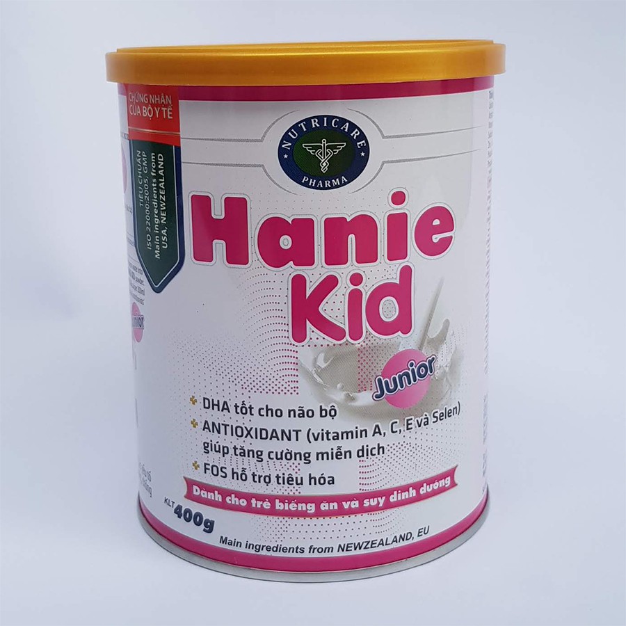 Sữa bột Hanie Kid Junior dành cho trẻ biếng ăn &amp; suy dinh dưỡng (400g)