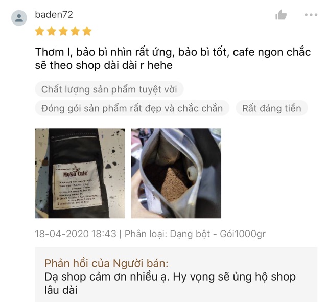 Cà phê cao cấp Robusta Natural Medium Roast 1 kg - Moka Cafe