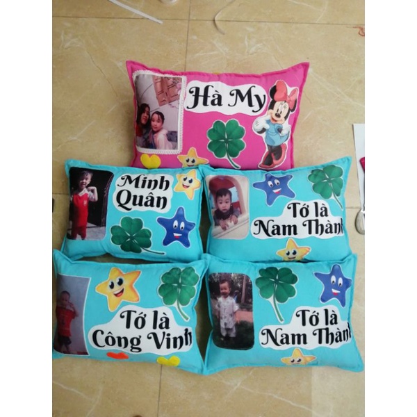 Gối in ảnh theo yêu cầu tên riêng của bé