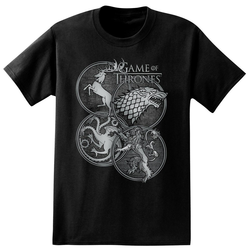 GILDAN Áo thun nam ngắn tay màu đen in biểu tượng Game Of Thrones