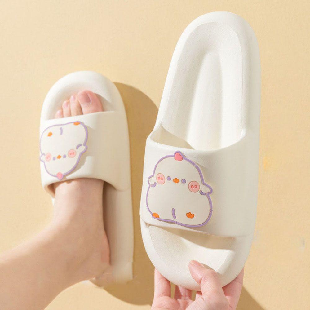 Dép Đi Trong Nhà Tắm Đế Bằng Mềm Mại Chống Trượt Hở Ngón Hình Gà Con Dễ Thương