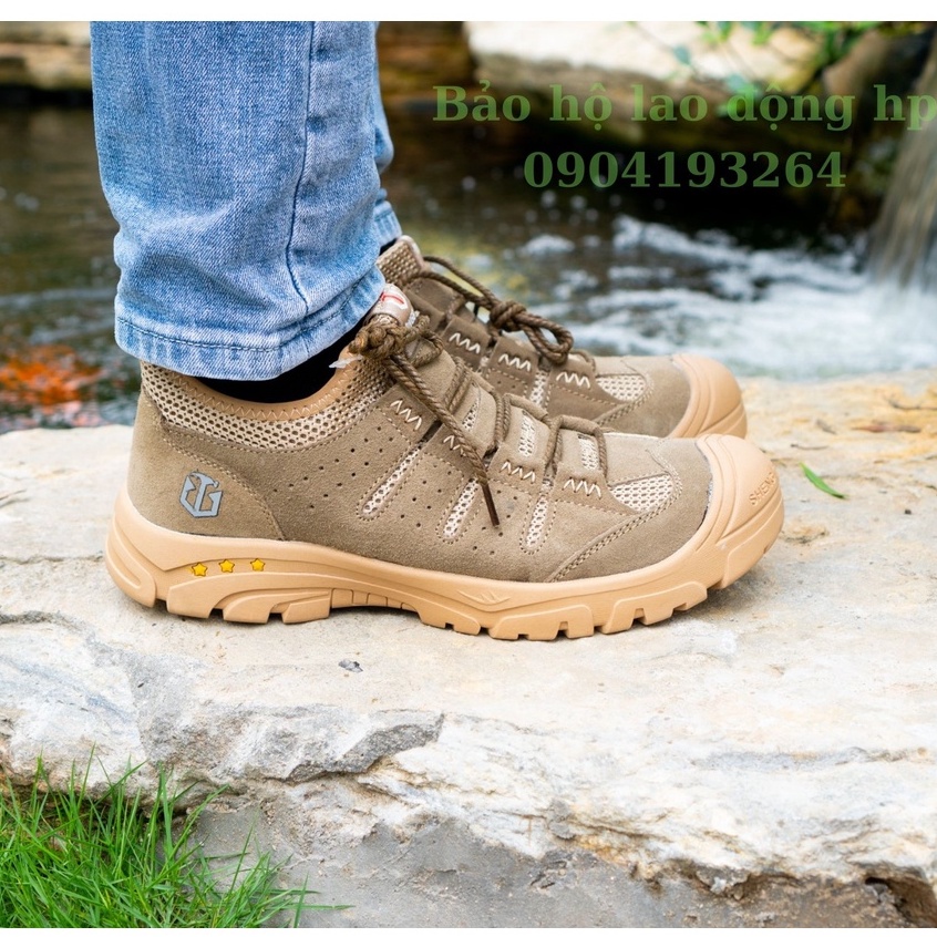 Giày Bảo Hộ Lao Động Thời Trang Thể Thao Thoáng Khí Nam Chống Đinh Chống Va Đập T665 Màu Nâu