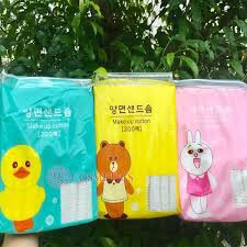 Bông tẩy trang cotton YILINGMENG 200 miếng GẤU VỊT THỎ