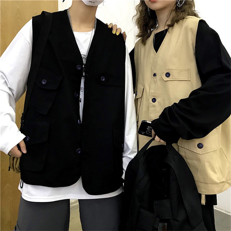 [Hàng Sẵn Sàng] Miễn Phí Vận Chuyển Áo Vest Dành Cho Nam Và Nữ 126459Quần Dài Dáng Rộng Màu Trơn Phong Cách Harajuku Hàn Quốc Dễ Phối Đồ