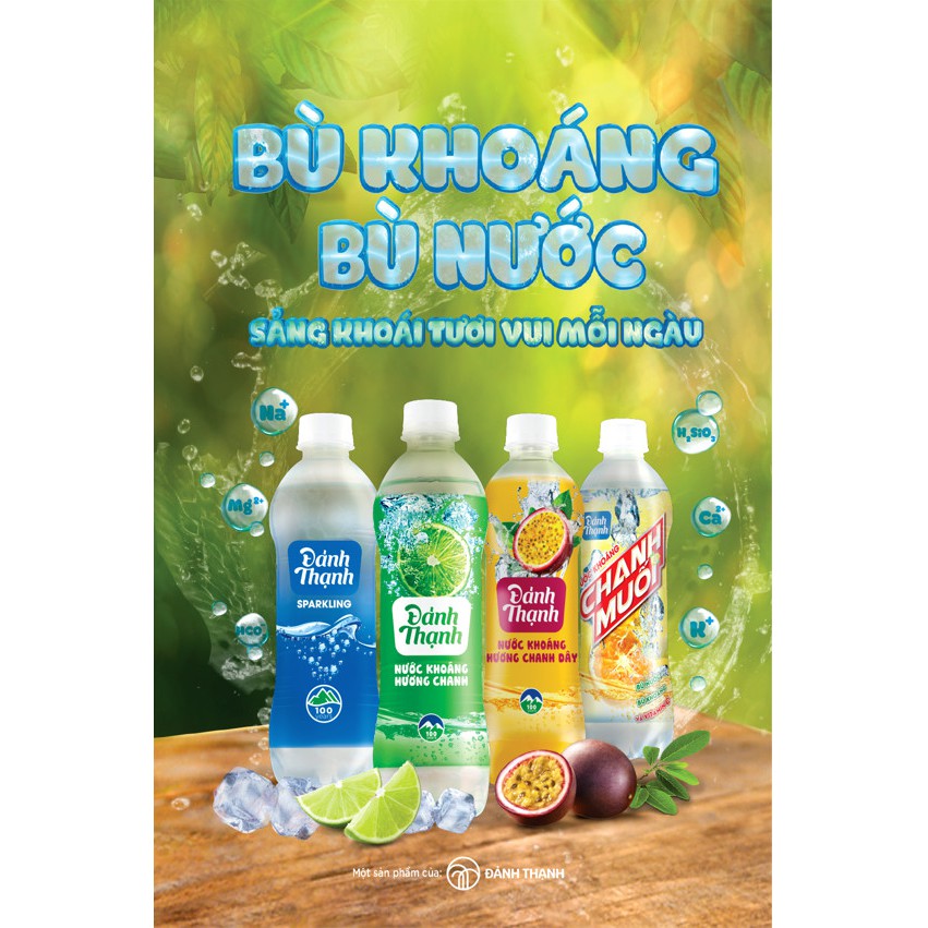 Thùng 24 chai Nước Khoáng Thiên Nhiên Đảnh Thạnh Có Ga Khoáng Chanh Dây 430ml