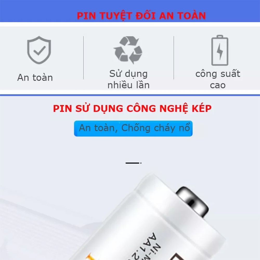 Pin sạc AA Doublepow dung lượng 3200 mAh - Sạc lại 1200 lần - Hàng chính hãng