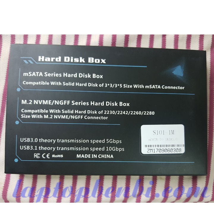 Hộp box chuyển ổ cứng laptop Msata ra chuẩn 2,5inch | Hộp đựng chuyển đổi ổ SSD msata to 2.5inch