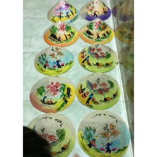 Bộ 5 nón lá vẽ size 20cm và 4 nón lá vẽ size 30cm