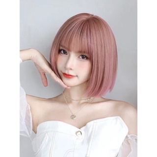 Tóc giả nguyên đầu màu hồng khói ❤️ Tóc giả vic cúp vai