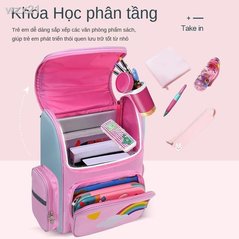 Cặp học sinh Tiểu Nữ 1-3-6 Trẻ em lớp 6-12 Tuổi Công chúa Bé gái Nhẹ Phiên bản Hàn Quốc Balo