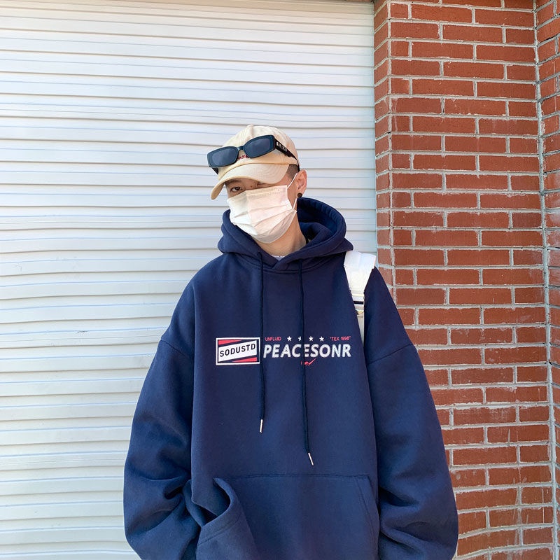 Áo Hoodie Vải Nhung Dáng Rộng In Họa Tiết Kiểu Hàn Quốc Cá Tính