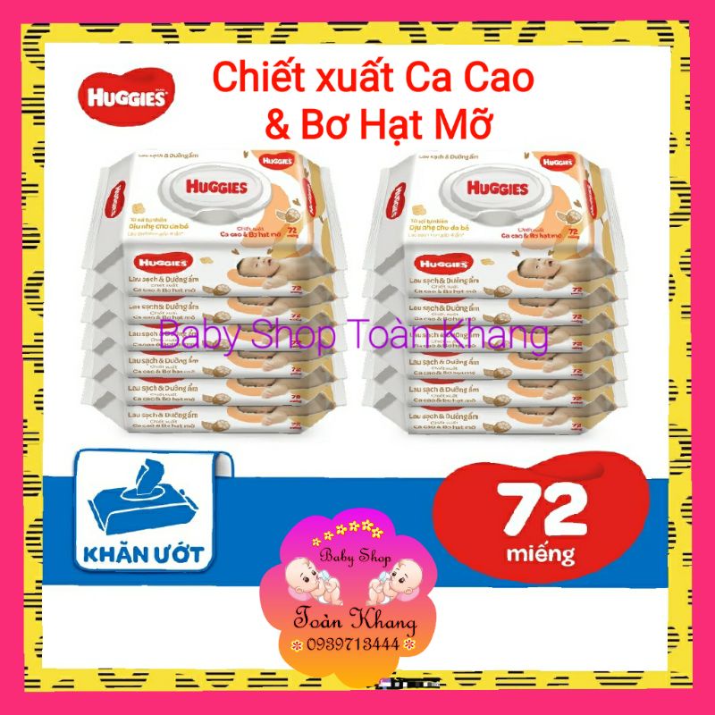 COMBO 12 GÓI KHĂN ƯỚT HUGGIES 72 TỜ / 64 TỜ BAO MỀM MỊN