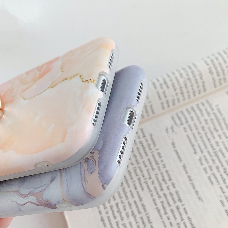 Ốp Điện Thoại Dẻo Họa Tiết Vân Đá Sang Trọng Kèm Giá Đỡ Nhẫn Cho iPhone 14 13 12 11 Pro MAX X XR XS MAX 8 7 Plus + SE 2020