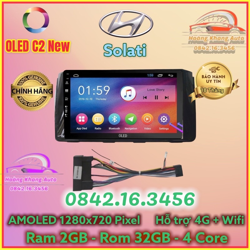 Màn Hình Android OLED C2 new Theo Xe Solati 9 inch kèm dưỡng và jack zin