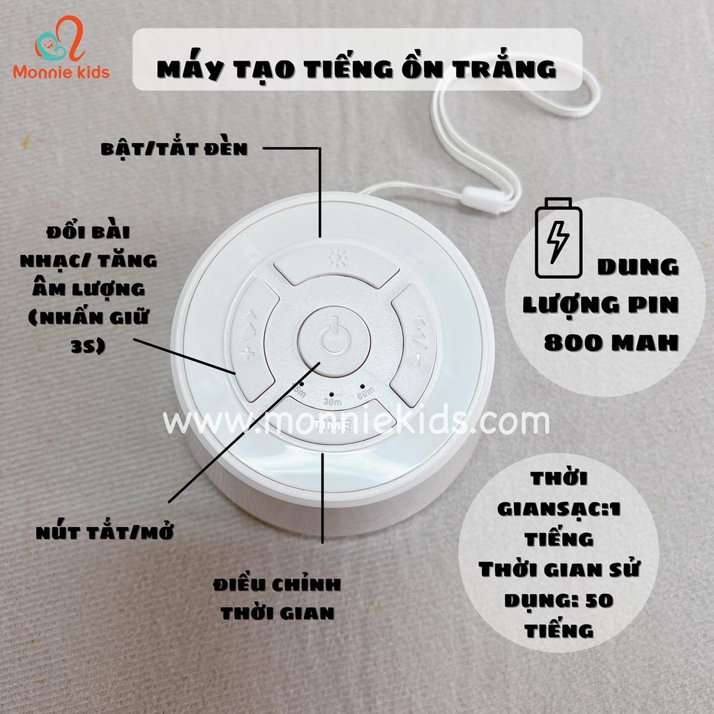 MÁY TẠO TIẾNG ỒN TRẮNG WHITE NOISE CÓ ĐÈN NGỦ CHO GIẤC NGỦ CỦA BÉ