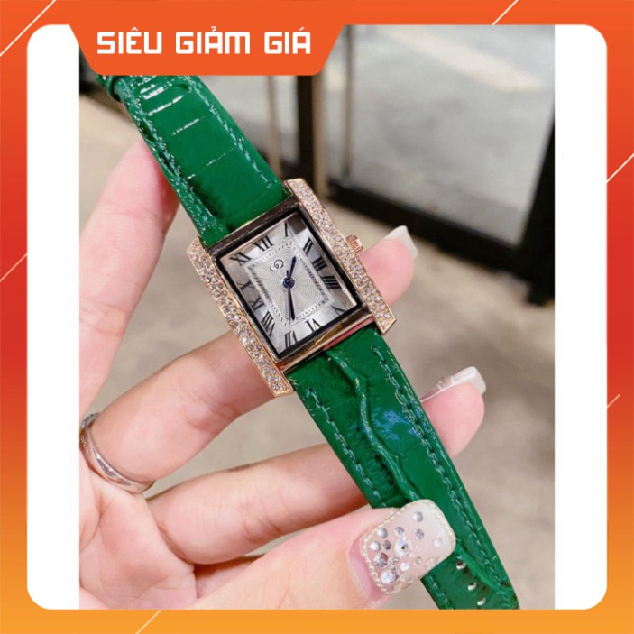 Đồng hồ nữ thời trang GQ dây da mặt vuông viền đính đá sang trọng quí phái | BigBuy360 - bigbuy360.vn