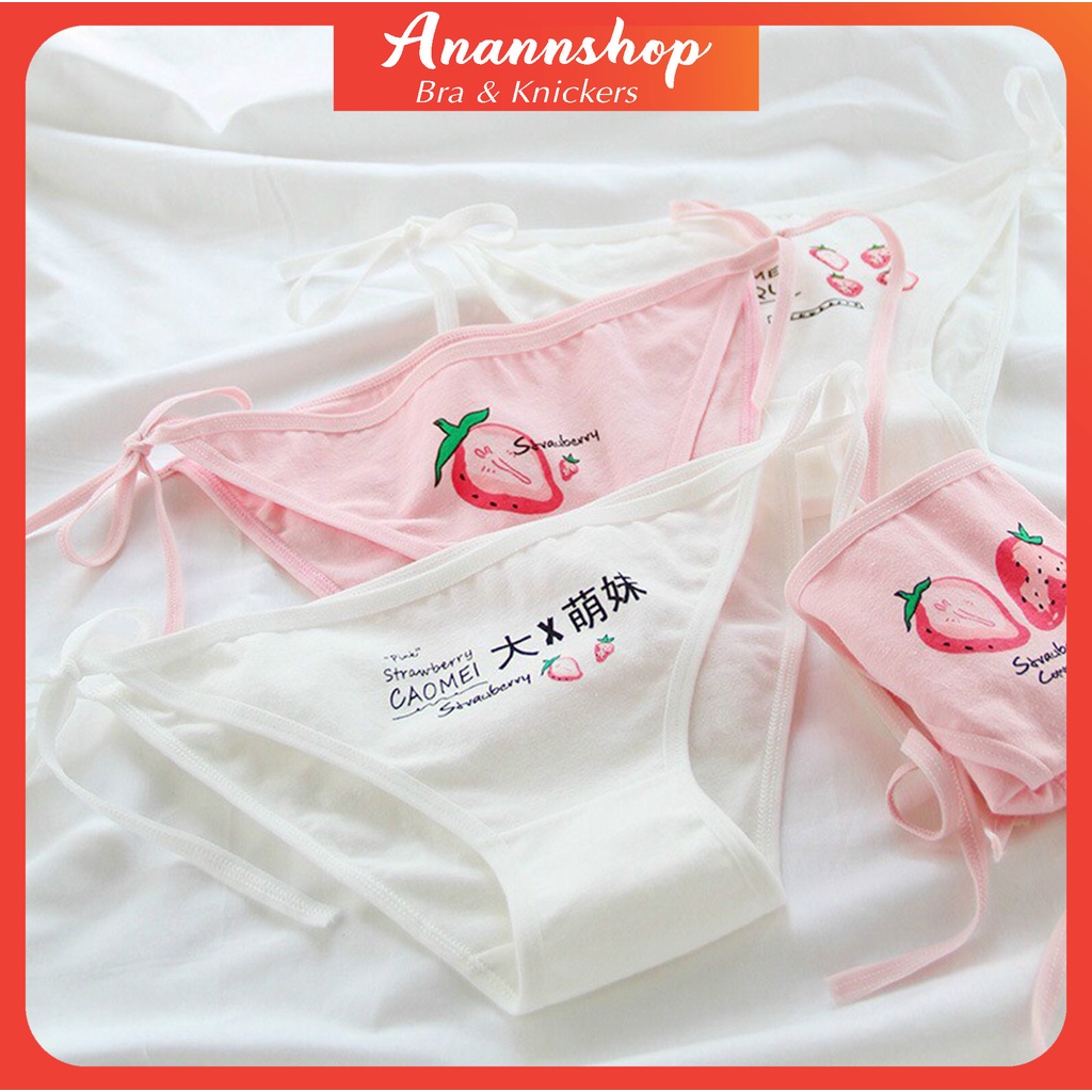 [Mã 12FASHIONSALE1 giảm 10K đơn 50K] Quần Lót Cotton Nữ Lưng Thấp In Họa Tiết Dâu Tây Dễ Thương Cho Bạn Nữ | BigBuy360 - bigbuy360.vn